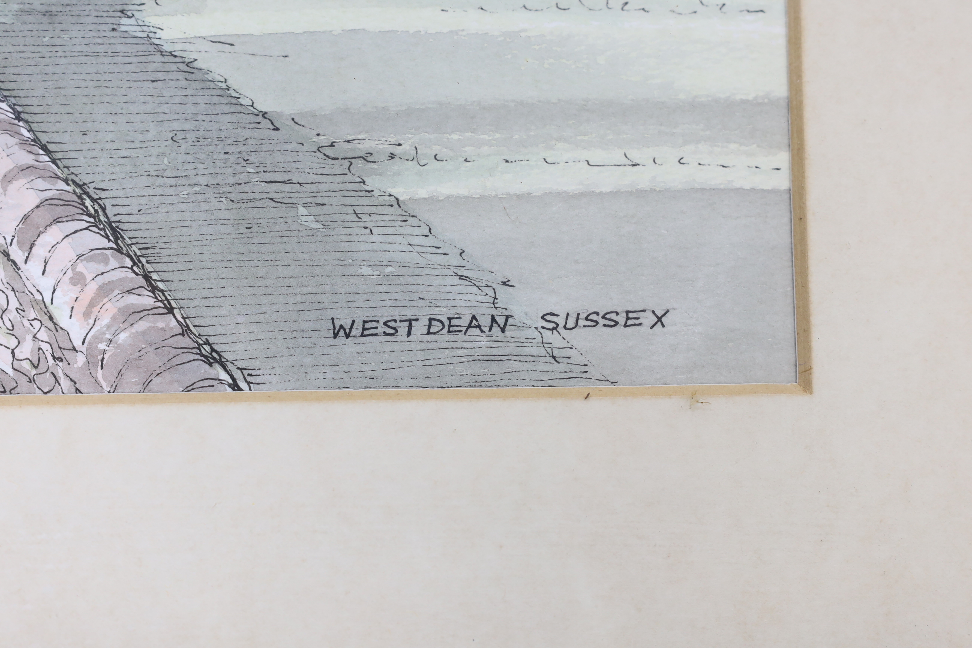 Peter Robbins (Contemporary), ink and watercolour, West Dean, Sussex, signed and inscribed, 33 x 41cm